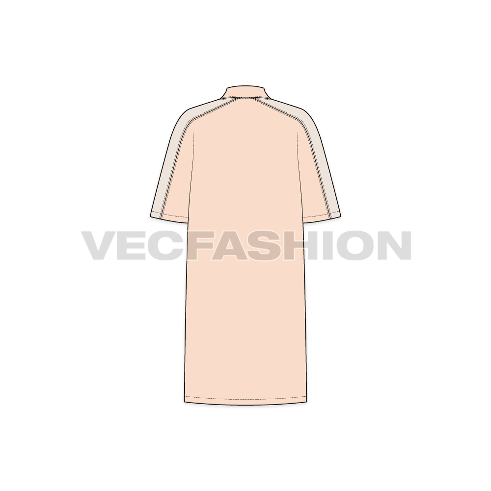 Womens long length sweater flat sketch, back view
