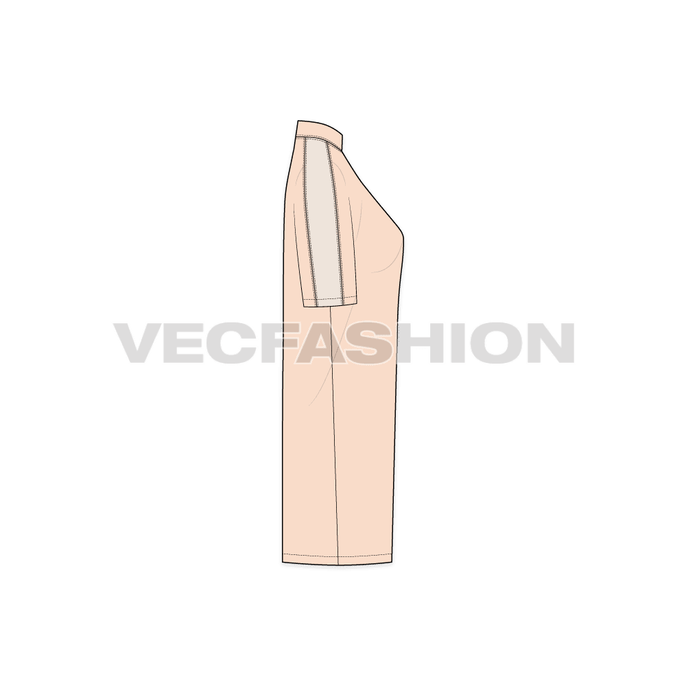 Womens long length sweater flat sketch, side view