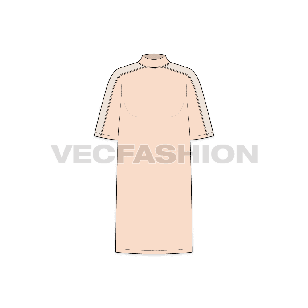 Womens long length sweater flat sketch, front view
