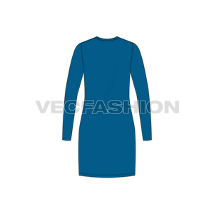 A vector fashion template for Women's Long Length V-neck Shirt. It has a ribbed neckline with neck tag and seam tape detailing. The length is coming till thigh level