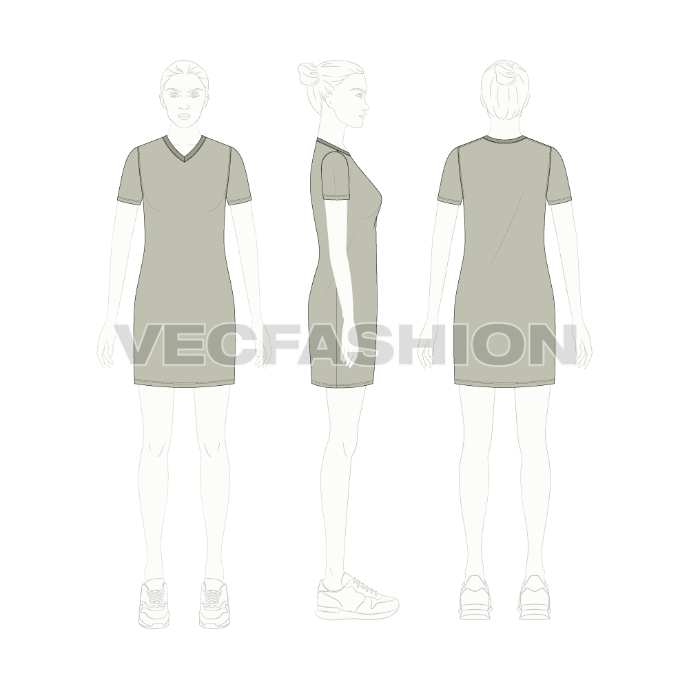 Womens Long Length V-Neck Shirt
