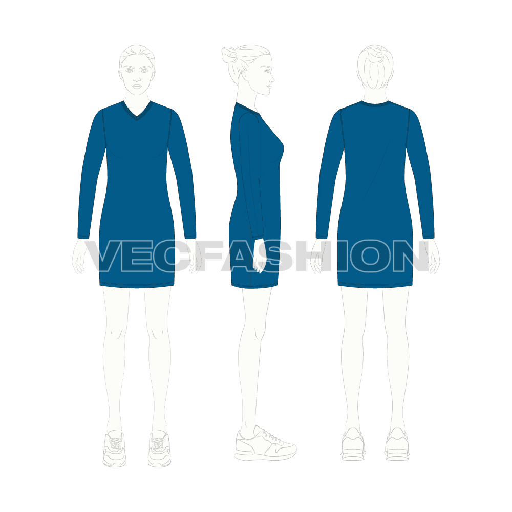 Womens Long Length V-Neck Shirt