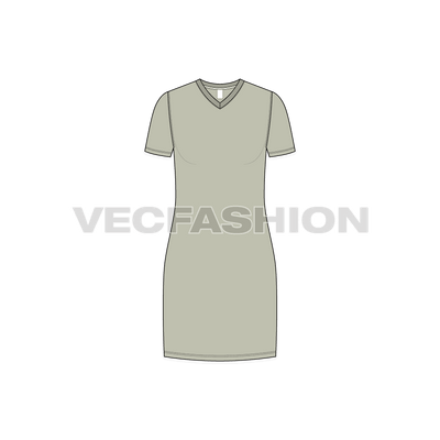 Womens Long Length V-neck Shirt vector apparel templates