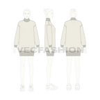 Womens long mock neck sweatshirt flat sketch, croqui sketch