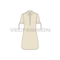 Womens long shirt with knotted sleeves flat sketch, front view