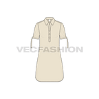 Womens long shirt with knotted sleeves flat sketch, front view