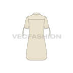 Womens long shirt with knotted sleeves flat sketch, back view