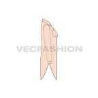 Womens long shirt with scoop hem flat sketch, side view