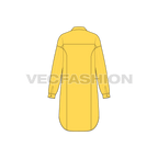 Womens long shirt with side panels flat sketch, back view
