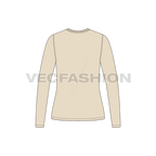 Womens long sleeve henley neck flat sketch, back view