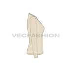 Womens long sleeve henley neck flat sketch, side view