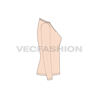 Womens long sleeve open neck tee flat sketch, side view