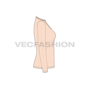 Women's Long Sleeve Open Neck Tee vector clothing sketch