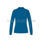 Womens long sleeve polo neck flat sketch, back view