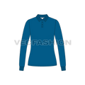 Womens long sleeve polo neck flat sketch, front view