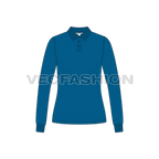 Womens long sleeve polo neck flat sketch, front view