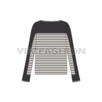 Womens long sleeve tunic sweater flat sketch, back view