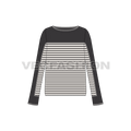 Womens long sleeve tunic sweater flat sketch, front view