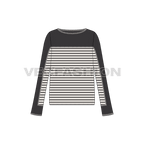 Womens long sleeve tunic sweater flat sketch, front view