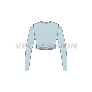 A vector fashion template for Women's Long Sleeve V-neck Crop Tee.