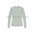 Womens long sleeve vneck t-shirt flat sketch, back view