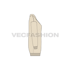 Womens long sweatshirt with open collar flat sketch, side view