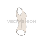 Womens long v-neckline swimsuit flat sketch, side view