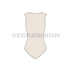 Womens long v-neckline swimsuit flat sketch, back view