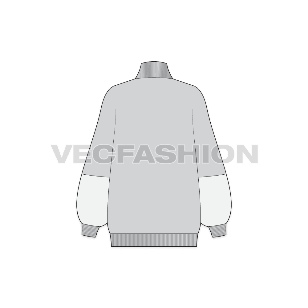Womens loose fit sweater flat sketch, back view