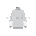 Womens loose fit sweater flat sketch, front view