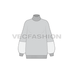 Womens loose fit sweater flat sketch, front view