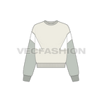 Womens lose fit sweatshirt, panel flat sketch, front view
