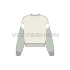 Womens lose fit sweatshirt, panel flat sketch, back view