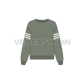 Womens lose fit sweatshirt, quote graphic flat sketch, front view