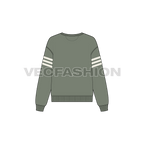 Womens lose fit sweatshirt, quote graphic flat sketch, back view