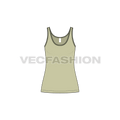 Womens lose fit tank top flat sketch, front view