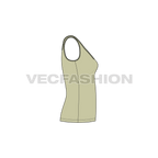 Womens lose fit tank top flat sketch, side view