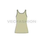 Womens lose fit tank top flat sketch, back view