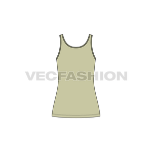 A vector template for Women's Lose Fit Tank Top. It has contrast neckline and it is a lose fit tank top.