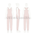 Womens lounge wear pajama set flat sketch, on croqui