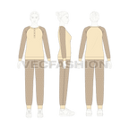 Womens lounge wear sweat suit flat sketch, on croqui
