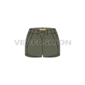 Womens low rise cotton shorts flat sketch, front view