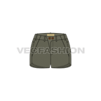 Womens low rise cotton shorts flat sketch, front view