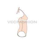 Womens luxury swim suit flat sketch, side view