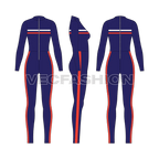 Womens lycra bodysuit flat sketch, showing all views, front, side and back
