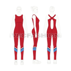 Womens lycra fully body gym suit flat sketch, on croqui
