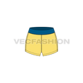 Womens lycra gym shorts flat sketch, front view