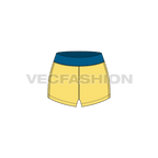 Womens lycra gym shorts flat sketch, front view