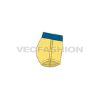 Womens lycra gym shorts flat sketch, side view