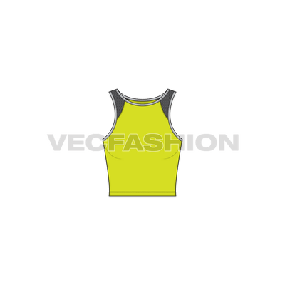 A highly in demand style for Women's Lycra Sport Top. It is rendered in three sporty colours and illustrated with all tech details. It has stretch binding on the edges and mesh inter piece near shoulders. 